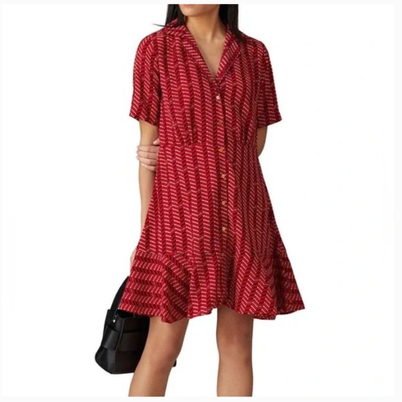 scotch and soda red button up dress - Picture 1 of 2